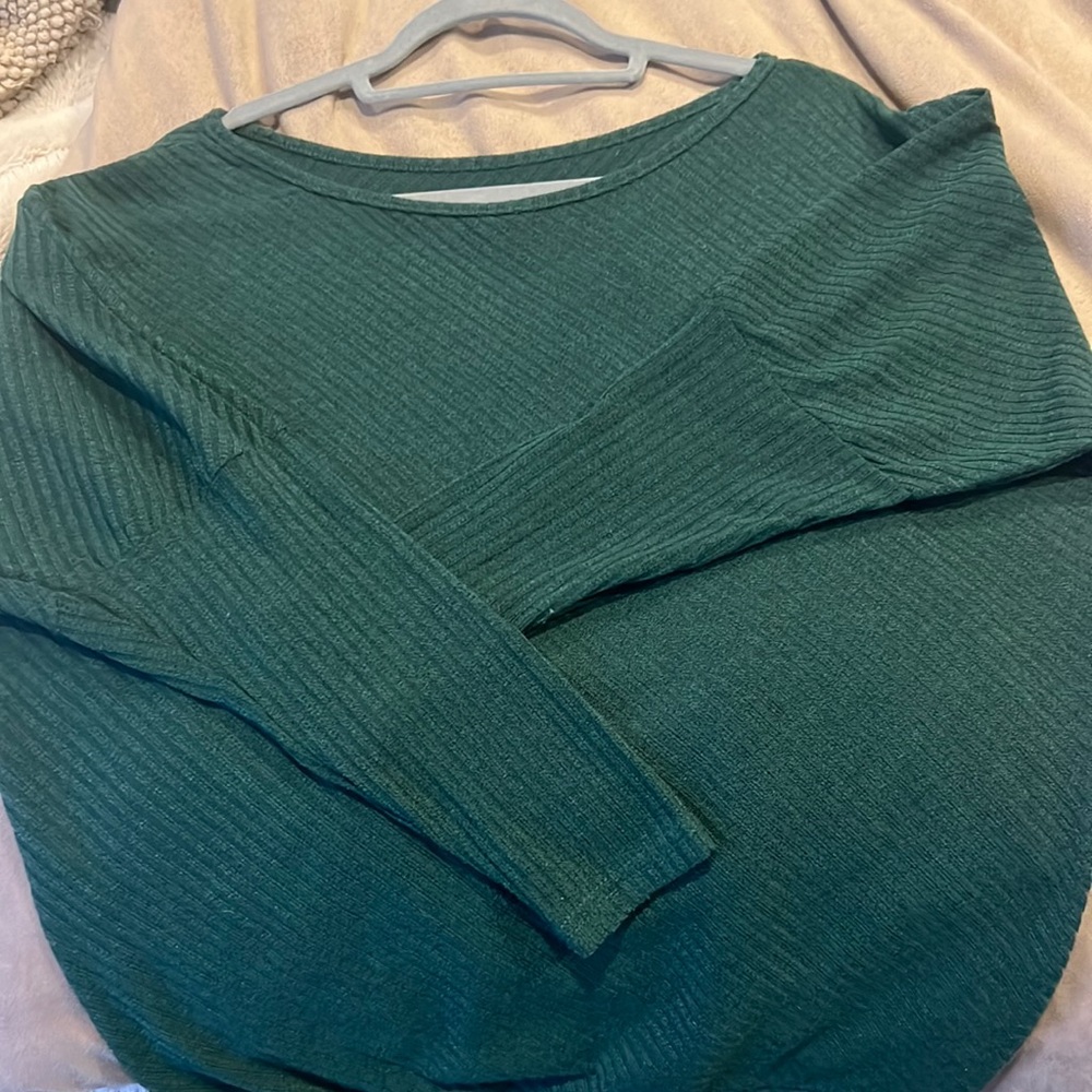 Green wide neck sweater size medium
